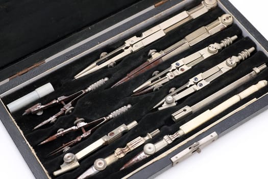 set of tools for drafting drawing and engineering including compass divider