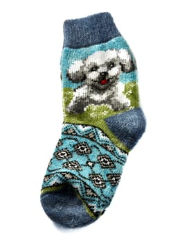 A pair of wool socks on a white background. High quality photo