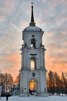 The bell tower in the town of Kargopol. High quality photo
