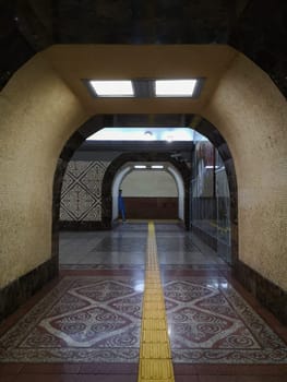 ALMATY, KAZAKHSTAN - NOVEMBER 8, 2019: Almaty Station of Almaty Subway, Kazakhstan.