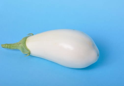 White eggplant on a blue background