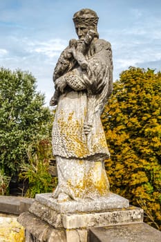 Statue of St.John of Nepomuk on the Old Lahn Bridge in Limburg an der Lahn, Hesse, Germany