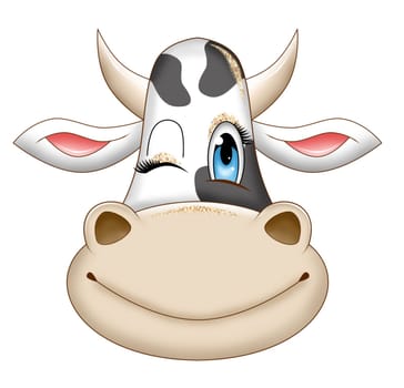 White bull with a smile. Vector illustration