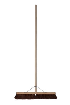 A front view of a yard broom on white