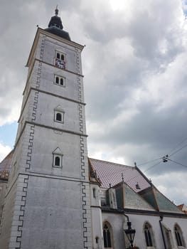 A low angle shot of the St. Mark's Church in Zagreb, Croatia