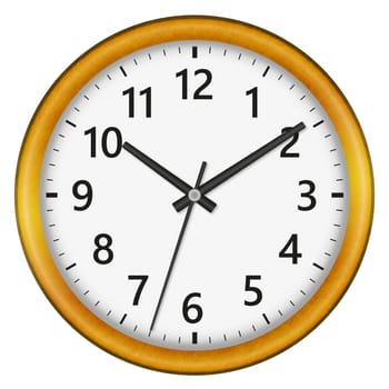 Wall clock isolated on white background. Ten past ten.