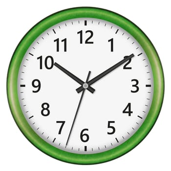 Wall clock isolated on white background. Ten past ten.
