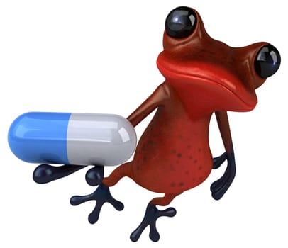 Fun red frog - 3D Illustration