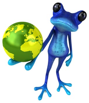 Fun blue frog - 3D Illustration