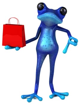 Fun blue frog - 3D Illustration