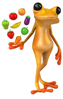 Fun yellow frog - 3D Illustration
