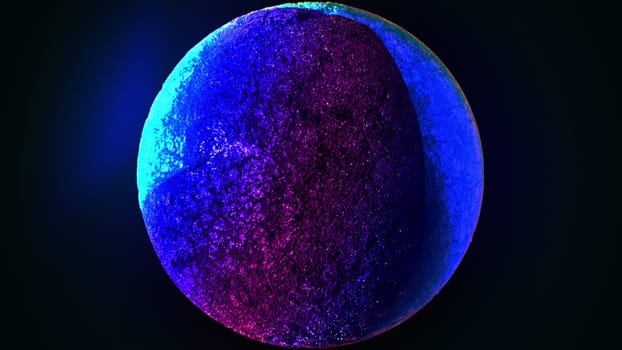 Futuristic 3d render ball with soft color transitions. Planets in space with stony continents and frozen water. Digital round object with sparkling sparks and multicolor ripple of color shades.