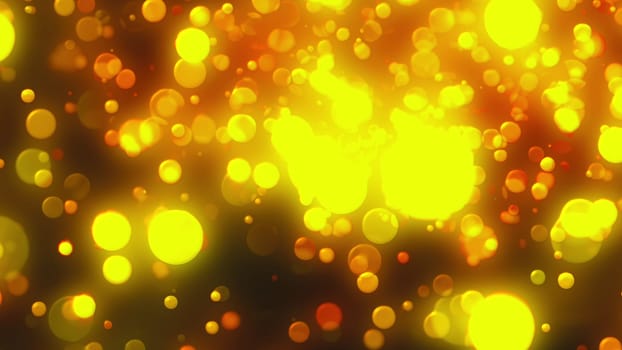 Christmas background with glittering gold circles bokeh, computer generated. 3d rendering