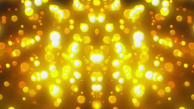 Christmas background with glittering gold circles bokeh, computer generated. 3d rendering