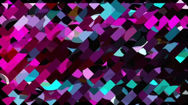 Rectangular tiles and 3d render round textures woven in artistic abstraction. Vibrant creative impressionism with digital dynamics for fashion presentation and modern textured interiors.