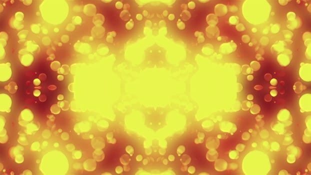Round dust with colorful 3d render flickering moves and hovers in fabulous space. Festive luxury interior with rich bright decor. Geometric glowing balls scattering to sides.