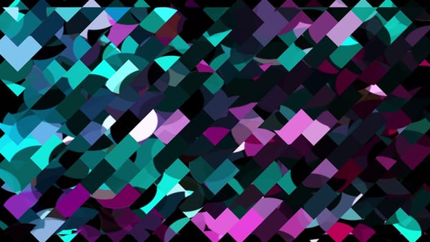 Rectangular tiles and 3d render round textures woven in artistic abstraction. Vibrant creative impressionism with digital dynamics for fashion presentation and modern textured interiors.