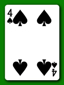 A 4 Four of Spades playing card with clipping path to remove background and shadow 3d illustration