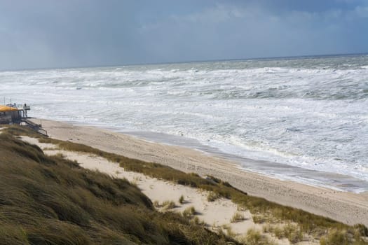 Coastal landscape of the island of Sylt after the storm surge