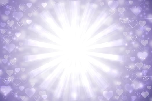 Valentines or mothers day card template. Abstract fractal delicate romantic illustrated light pink gradient blue background texture with bokeh hearts and stars. Beautiful backdrop.