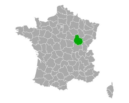 Map of Cote-d Or in France