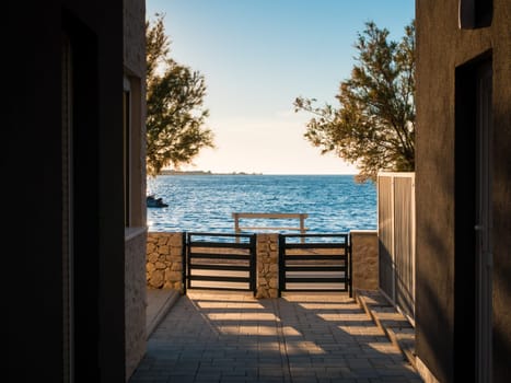 View from the yard to the sea and a beautiful sunset.