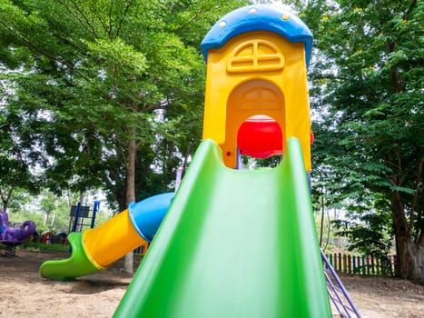 The Colorful playground on yard in the park.