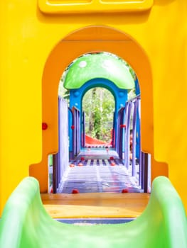 The Colorful playground on yard in the park.