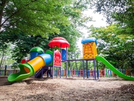 The Colorful playground on yard in the park.