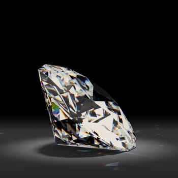 Shiny white diamond on black background. High quality photo realistic image.