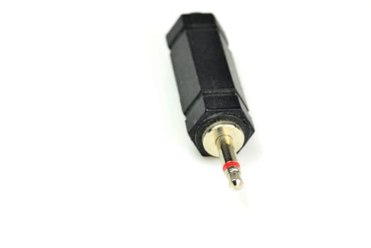 phone jack coupling in a closeup on a white background