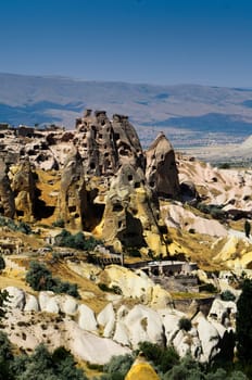 City of Cavusin in Cappadocia, Turkey