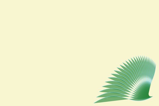 Green leaf of a plant on a beige background. Vector image. Template for text. Abstract pattern. background image. Ecology. Magazine cover. Business card. Free place.