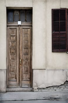 Vintage doors on the rustic house