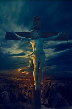 Statue of Jesus Christ at sunset