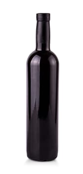 The red wine bottle isolated on white background