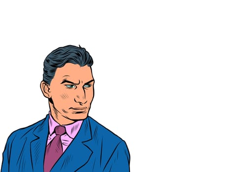 a serious man is a businessman, a solid leader, a manager in a suit. Pop Art Retro Vector Illustration 50s 60s Kitsch Vintage Style
