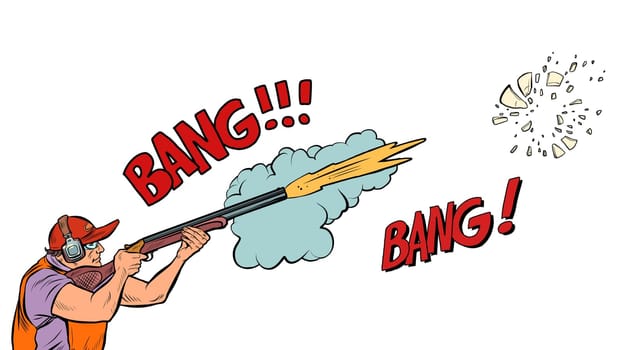 Sports shooting from a gun or a hunter. Pop Art Retro Vector Illustration Vintage kitsch 50s 60s Style