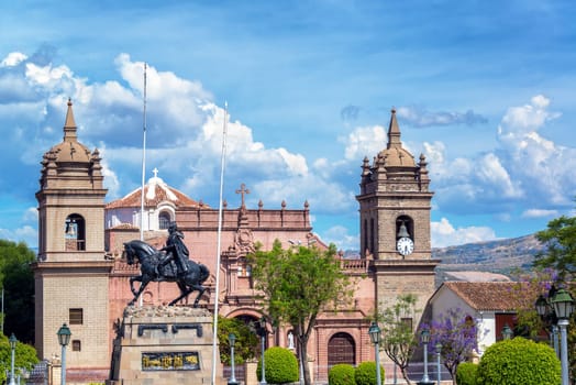View of the cathedral and the Plaza de Armas in Ayacucho, Peru