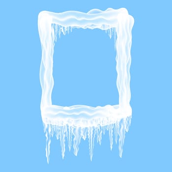Snow Ice Frame on Blue Background. Christmas Card Design Element. Winter Snowcap.