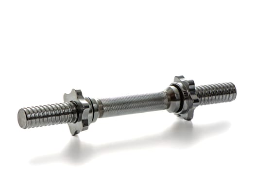 metal neck for dumbbells in disassembled form on a white isolated background. High quality photo