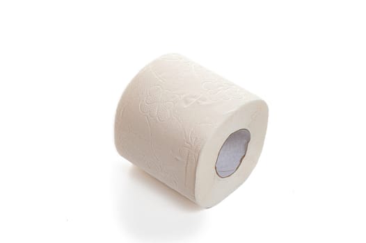 toilet paper roll on isolated white background, copy space. High quality photo