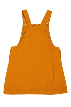Summer dress isolated. Closeup of a beautiful yellow sleeveless baby girl dress isolated on a white background. Children spring fashion.