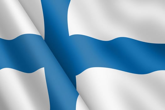 A Finland waving flag 3d illustration wind ripple