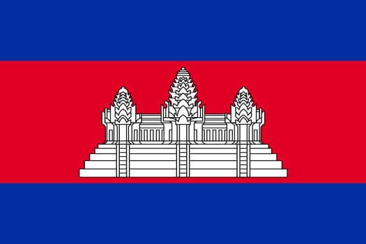 A Cambodia flag background illustration blue red white Angkor Wat