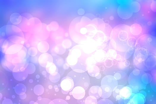 Abstract blurred fresh vivid spring summer light delicate pastel gradient blue turquoise pink bokeh background texture with bright circular soft color lights. Beautiful backdrop illustration.