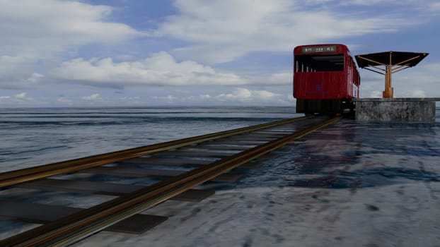 3d rendering nice train view with nice background ,with chinese character direct train from Jinlu to Green Island