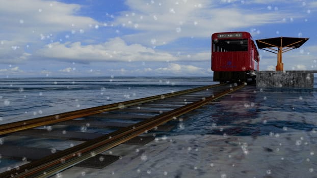 3d rendering nice train view with nice background ,with chinese character direct train from Jinlu to Green Island