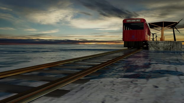 3d rendering nice train view with nice background ,with chinese character direct train from Jinlu to Green Island