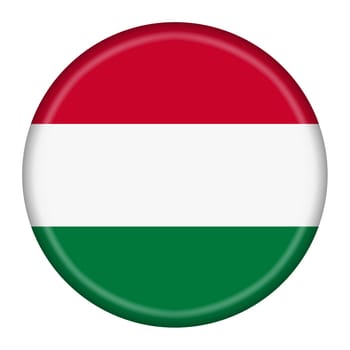 A Hungary flag button 3d illustration with clipping path